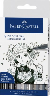 Faber-Castell Tuschestifte Pitt Artist Pens, 8er Set Manga Basic Set