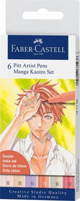 Faber-Castell Tuschestifte Pitt Artist Pens, 6er Set Manga Kaoiro