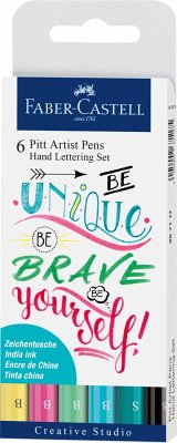 Faber-Castell Tuschestifte Pitt Artist Pens Lettering, 6er Set Pastelltöne