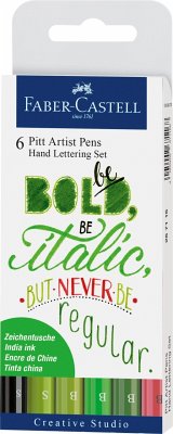 Faber-Castell Tuschestifte Pitt Artist Pens Lettering, 6er Set Grüntöne