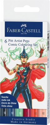 Faber-Castell Tuschestifte Pitt Artist Pens, 6er Comic Colouring Set