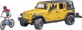 Bruder 02543 Jeep Wrangler Rubicon Unlimited mit 1 Mountainbike und Radfahrer