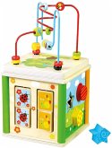 Bino 84213 - Motorikwürfel 5in1, Baby-Activity-Center, Holz