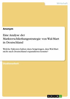 Cover Eine Analyse der Markterschließungsstrategie von Wal-Mart in Deutschland (eBook, PDF)
