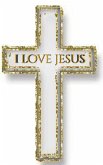 I love jesus gold glitter cross blank journal