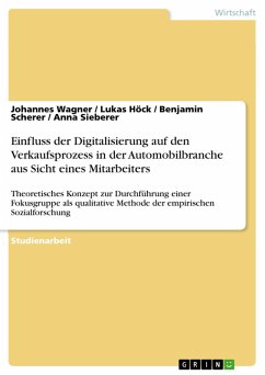 Einfluss der Digitalisierung auf den Verkaufsprozess in der Automobilbranche aus Sicht eines Mitarbeiters (eBook, PDF) - Wagner, Johannes; Höck, Lukas; Scherer, Benjamin; Sieberer, Anna