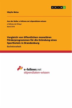Vergleich von öffentlichen monetären Förderprogrammen für die Gründung eines Sporthotels in Brandenburg - Weiss, Sibylle