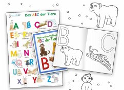 Das ABC der Tiere Lernposter DIN A3 laminiert + Malbuch DIN A4, 2 Teile