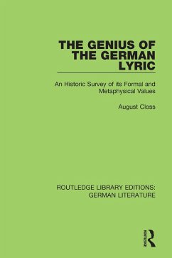 The Genius of the German Lyric (eBook, ePUB) - Closs, August