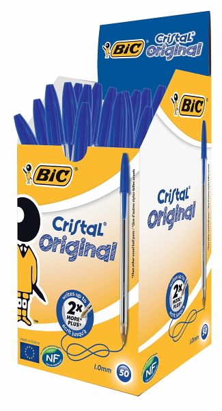in Blau und Schwarz mit je 2 Ersatzminen BIC Kugelschreiber Cristal Re'New Metall nachfüllbare Stifte nachhaltig Ideal für das Büro und Home Office 2 hochwertige 