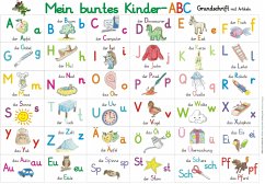 Mein buntes Kinder-ABC Grundschrift mit Artikeln Lernposter DIN A3 laminiert