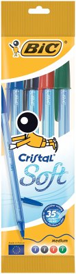 BIC Kugelschreiber Cristal Soft 0.45mm farbig, 4er Set