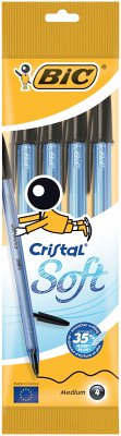 BIC Kugelschreiber Cristal Soft 0.45 mm schwarz, 4er Set