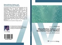 Menschliches Gehirn und Quantencomputer-Wolken