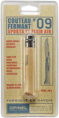 Opinel Taschenmesser No. 09 Edelstahlklinge mit Holzgriff