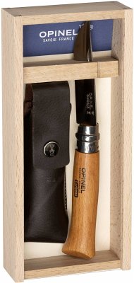 Opinel Taschenmesser No. 08 in Holzbox inkl. Kunstlederetui