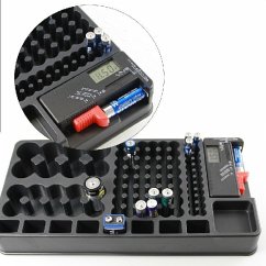 Batterie-Tester, Organizer zum Aufbewahren von bis zu 98 Batterien, verschiedene Formate