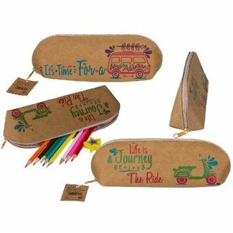 Mäppchen mit Reißverschluss aus trendigem Kraftpapier Mäppchen mit Reißverschluss aus trendigem Kraftpapier
