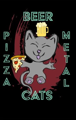 Pizza Beer Cats Metal - 6 x 9 Blank Lined Notebook - Mantablast