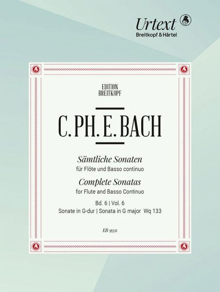 Sämtliche Sonaten f. Flöte und Bc Band 6: G-dur Wq 133
