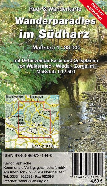 KKV Rad- und Wanderkarte Wanderparadies im Südharz
