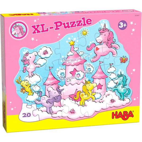HABA 305467 - XL Puzzle Einhorn Glitzerglück, Wolkenpuzzelei, 20Teile - Bei  bücher.de immer portofrei