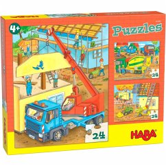 HABA 305469 - Puzzles Auf der Baustelle, 3 Puzzle, 24 Teile