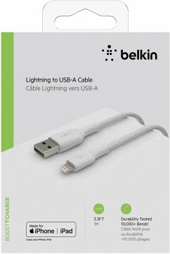 Belkin Lightning Lade/Sync Kabel 1m, ummantelt, mfi zert, weiß