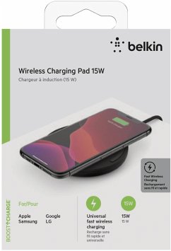 Belkin Wireless Charging Pad 15W USB-C Kabel mit Netzteil schwarz
