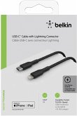 Belkin Lightning/USB-C Kabel 1m ummantelt, mfi zert., schwarz