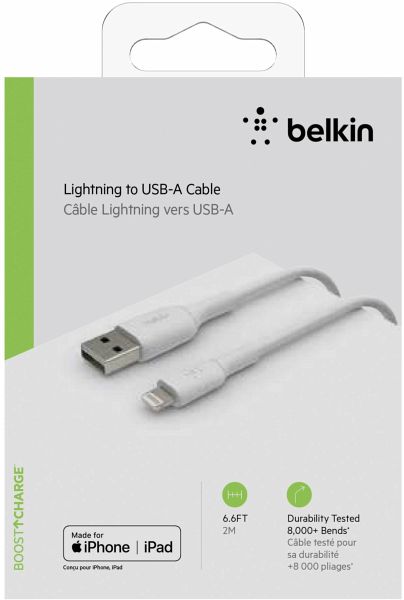 Belkin Lightning Lade/Sync Kabel 2m, PVC, weiß, mfi zertifiziert