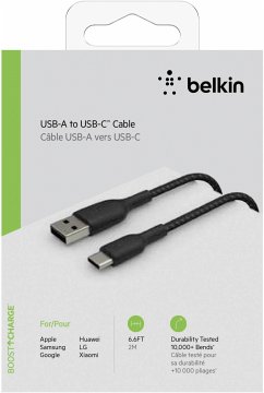 Belkin USB-C/USB-A Kabel 2m ummantelt, schwarz CAB002bt2MBK