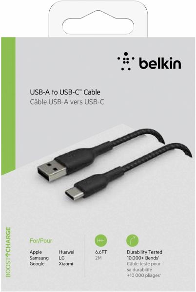 Belkin USB-C/USB-A Kabel 2m ummantelt, schwarz CAB002bt2MBK - Portofrei bei  bücher.de kaufen
