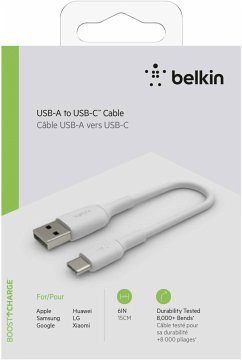 Belkin USB-C/USB-A Kabel 15cm PVC, weiß CAB001bt0MWH