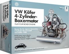 FRANZIS 67038 - VW Käfer Boxermotor, originalgetreuer Motorbausatz des 4-Zylinder Volkswagen Käfer 1100 Motors im Maßstab 1:4, inkl. Soundmodul, Anleitung und 100-seitigem Begleitbuch