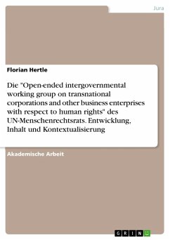 Die &quote;Open-ended intergovernmental working group on transnational corporations and other business enterprises with respect to human rights&quote; des UN-Menschenrechtsrats. Entwicklung, Inhalt und Kontextualisierung (eBook, PDF)