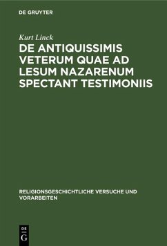 Cover De antiquissimis veterum quae ad lesum Nazarenum spectant testimoniis (eBook, PDF)
