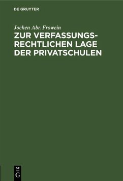 Cover Zur verfassungsrechtlichen Lage der Privatschulen (eBook, PDF)