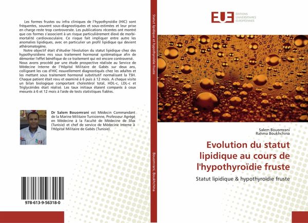 Evolution du statut lipidique au cours de l'hypothyroïdie fruste Evolution du statut lipidique au cours de l'hypothyroïdie fruste