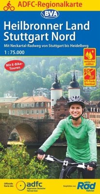 ADFC-Regionalkarte Heilbronner Land - Stuttgart Nord, 1:75.000, mit Tagestourenvorschlägen, reiß- und wetterfest, E-Bike-geeignet, GPS-Tracks Download