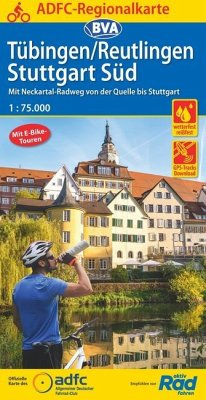 ADFC-Regionalkarte Tübingen/Reutlingen Stuttgart Süd, 1:75.000, mit Tagestourenvorschlägen, reiß- und wetterfest, E-Bike-geeignet, GPS-Tracks Download