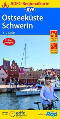 ADFC-Regionalkarte Ostseeküste Schwerin, 1:75.000, mit Tagestourenvorschlägen, reiß- und wetterfest, E-Bike-geeignet, GPS-Tracks Download
