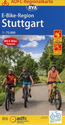 ADFC-Regionalkarte E-Bike-Region Stuttgart, 1:75.000, mit Tagestourenvorschlägen, reiß- und wetterfest, GPS-Tracks Download