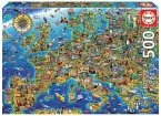 Carletto 9217962 - Educa, Crazy European Map, Europa-Karte, Puzzle, 500 Teile