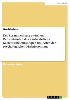 Der Zusammenhang zwischen Determinanten des Kaufverhaltens, Kaufentscheidungstypen und Arten der psychologischen Marktforschung (eBook, PDF)