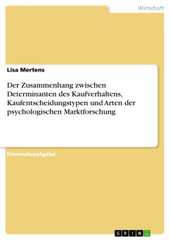 Der Zusammenhang zwischen Determinanten des Kaufverhaltens, Kaufentscheidungstypen und Arten der psychologischen Marktforschung (eBook, PDF) - Mertens, Lisa