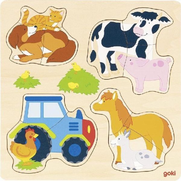 Goki 57430 - Einlegepuzzle, Bauernhoftiere, Holz, Puzzle, 12 Teile - Bei  bücher.de immer portofrei