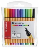 Fineliner - STABILO point 88 Mini - 12er Pack - mit 12 verschiedenen Farben