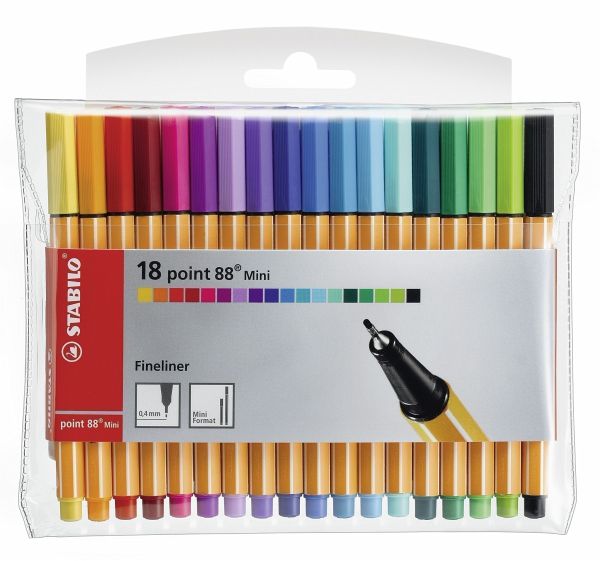 Fineliner - STABILO point 88 Mini - 18er Pack - mit 18 verschiedenen Farben  - Schreibwaren bei bücher.de immer portofrei