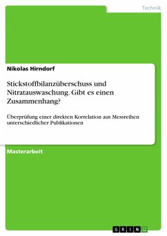 Stickstoffbilanzüberschuss und Nitratauswaschung. Gibt es einen Zusammenhang? (eBook, PDF) - Hirndorf, Nikolas
